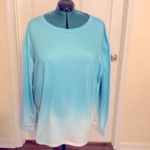 Glitzy Girlz Turquoise and White Ombré Long Sleeve T-Shirt Size 5XL